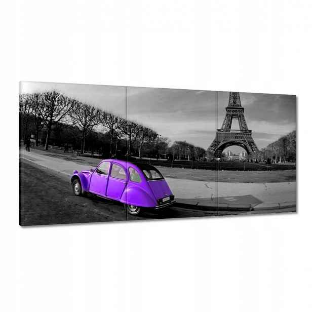 Obrazy 120x60 Fialové autíčko v Paříži