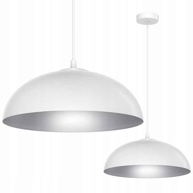 Závěsná Stropní Lampa Lustr Misa Bílý Stříbrný Střed Glamour Do Obývacího Pokoje