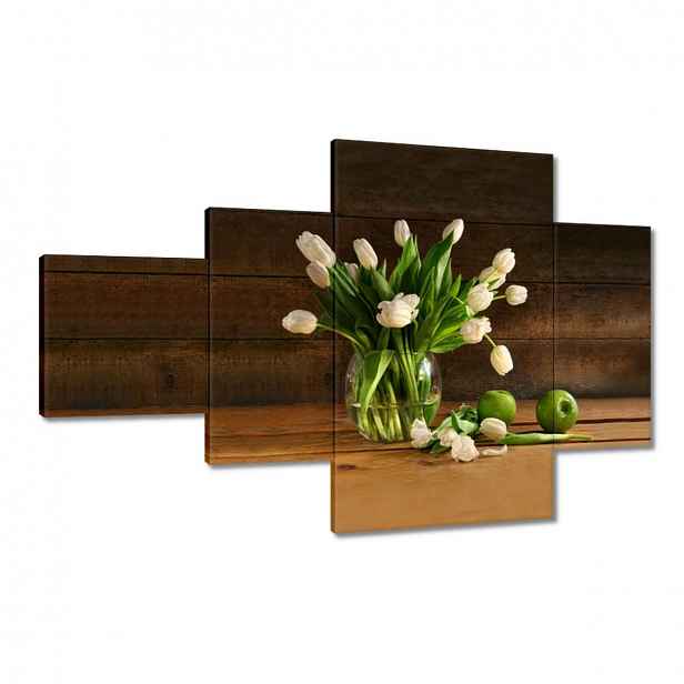 Obrazy 130x80 Bílé tulipány ve váze
