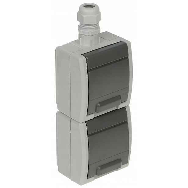 Dvojitá Nástěnná Zásuvka AQUANT-G2/V2/EPN 230V Ac 16A IP65 Elektro-Plast