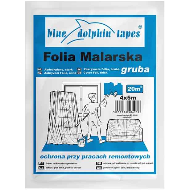 Fólie zakrývací LDPE Blue Dolphin Silná 4×5 m 19 µm