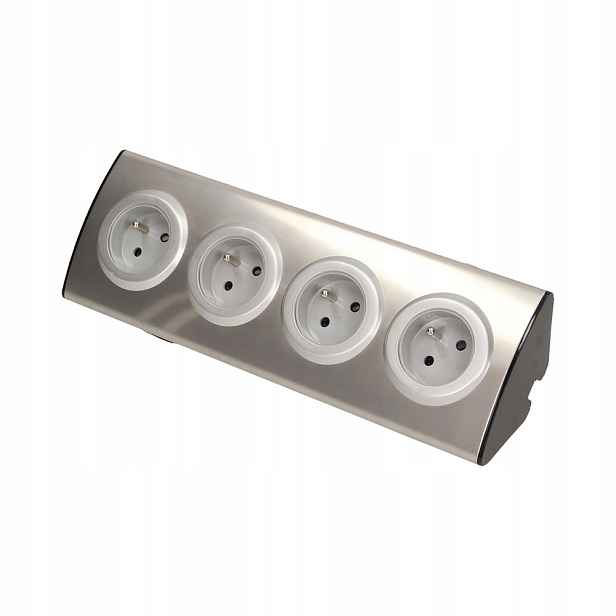 Nábytková zásuvka 4x250V Ac Inox OR-AE-1340