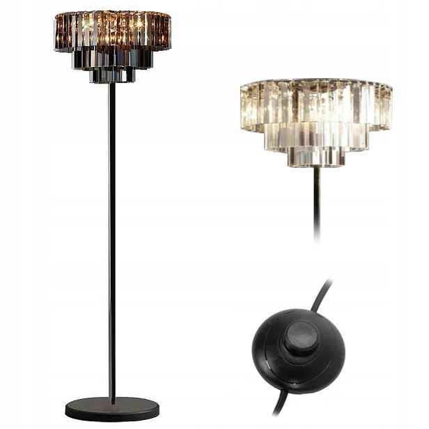 Stojací Lampa Křišťálová Moderní Černá Glamour Toolight