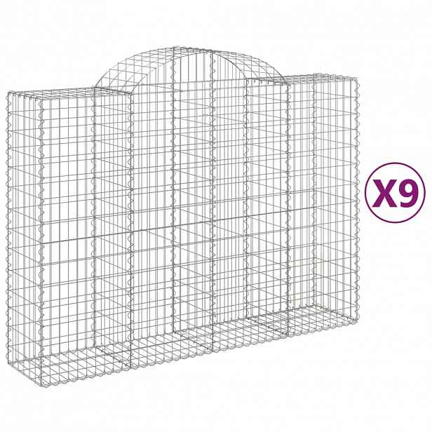 vidaXL Klenuté gabionové koše 9 ks 200x50x140/160cm pozinkované železo