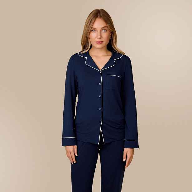Svilanit dámské dlouhé pyžamo Luméa – Imperial Blue
