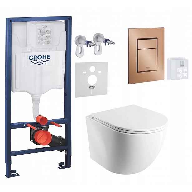 Wc stojan Grohe Rapid Sl s mísou Omnires a tlačítkem kartáčovaná měď