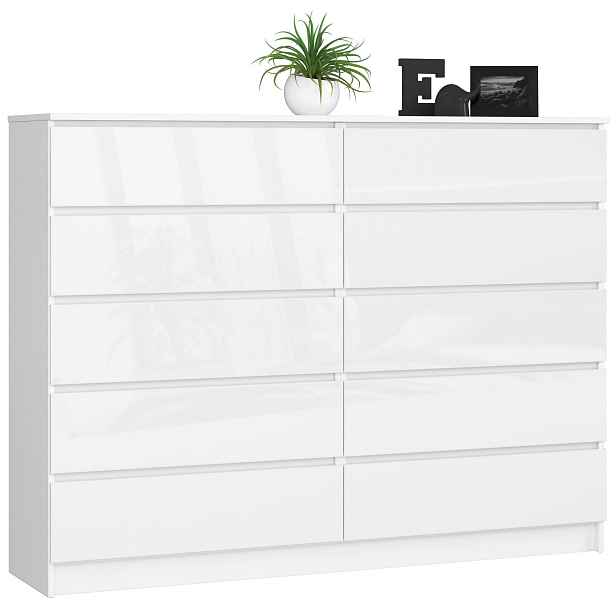 Ak furniture Komoda Rollo K 160 cm bílá lesklá