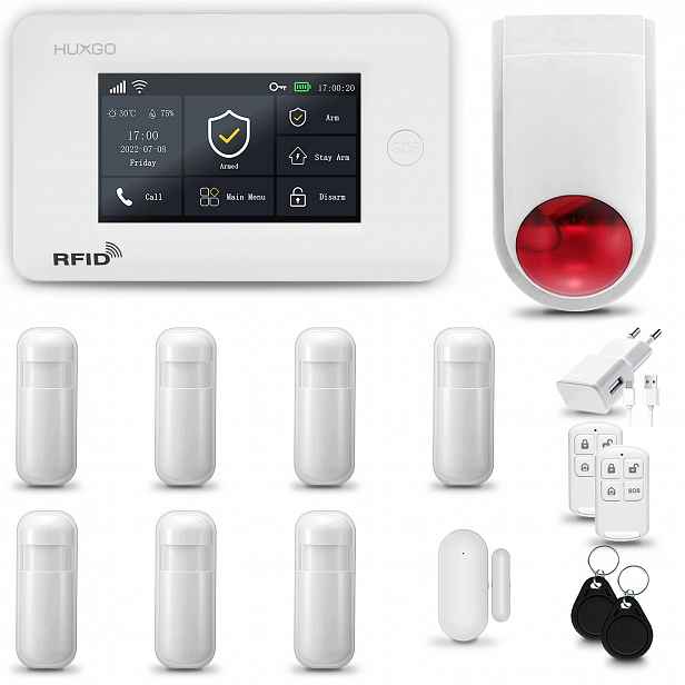 Bezdrátový alarm Gsm 4G WiFi s aplikací Tuya, sada Huxgo HXA006 R7WS