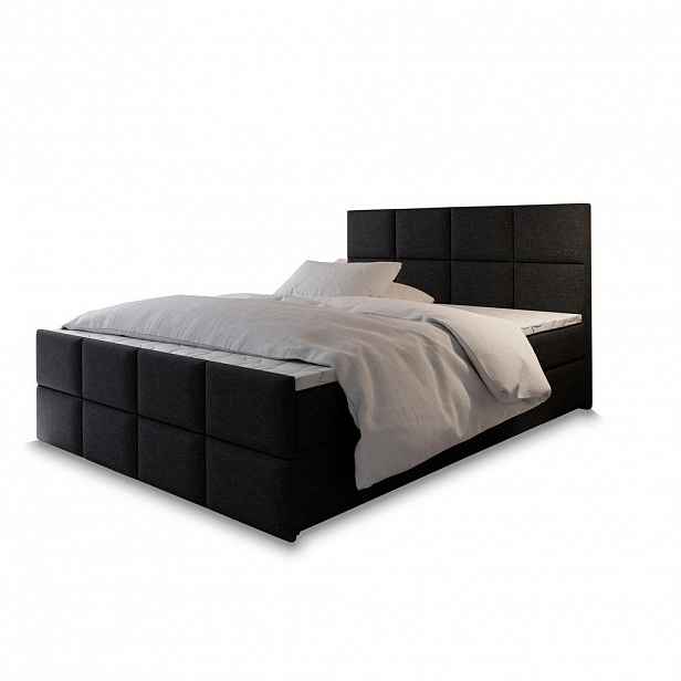 MASSENO AMERICKÁ POSTEL ARIEL 180x200 cm, s matrací a úložným prostorem, černá