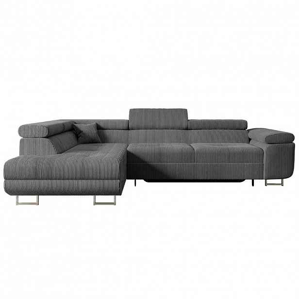 ALTDECOR ROHOVÁ SEDACÍ SOUPRAVA s funkcí lůžka a úložným prostorem GUSA-L 272x202x107 cm šedá manšestr