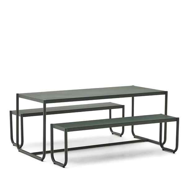 Tmavě zelený kovový zahradní jídelní set pro 4 Sotil – Kave Home