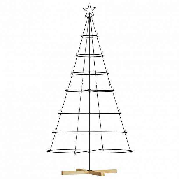 vidaXL Vánoční kuželový stromeček s stojanem Černá 180,5 cm Ocel