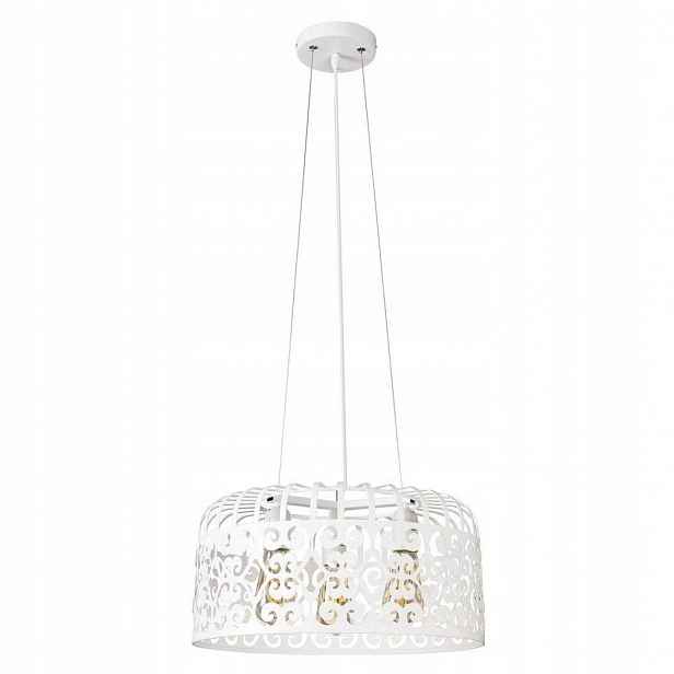 Závěsná lampa Alessandra Rabalux, kovové bílé stínítko, vintage styl