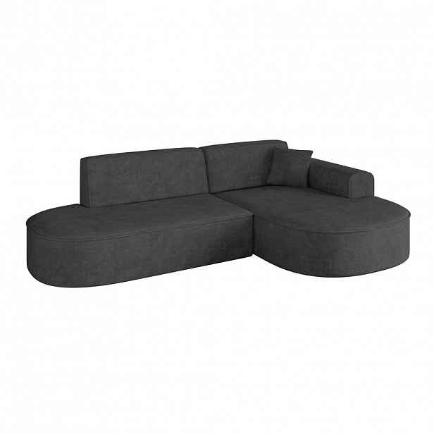 ALTDECOR ROHOVÁ SEDACÍ SOUPRAVA s otomanem vpravo MARI-L1 – 243 x 171 x 79 cm, tmavě šedá, velur