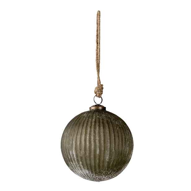 Hnědá vánoční koule se žebrováním M - Ø 13*13 cm Clayre & Eef