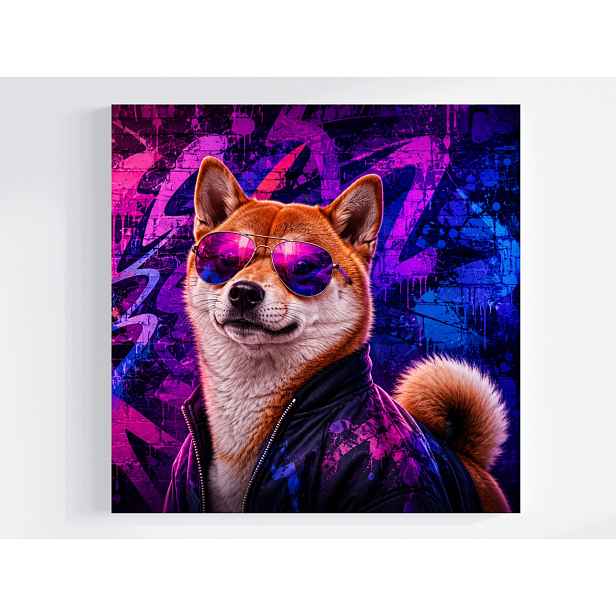 Obraz Na Plátně Obraz Na Plátně Cyberpunk Shiba Inu Pes Graffiti 50x50