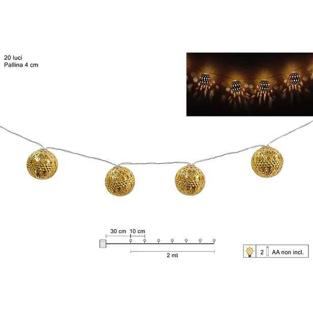 PROHOME - Řetěz 20LED zlaté koule 2m