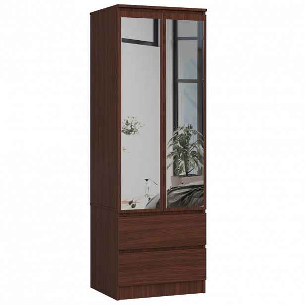 Šatní skříň se šuplíky a zrcadly 60 cm WREN - wenge