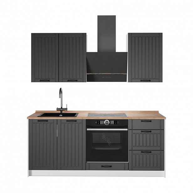 Vicco JEDNOTKOVÁ KUCHYNĚ Fame-Line, Tmavě šedá/Bílá, 190 cm, PD Dub
