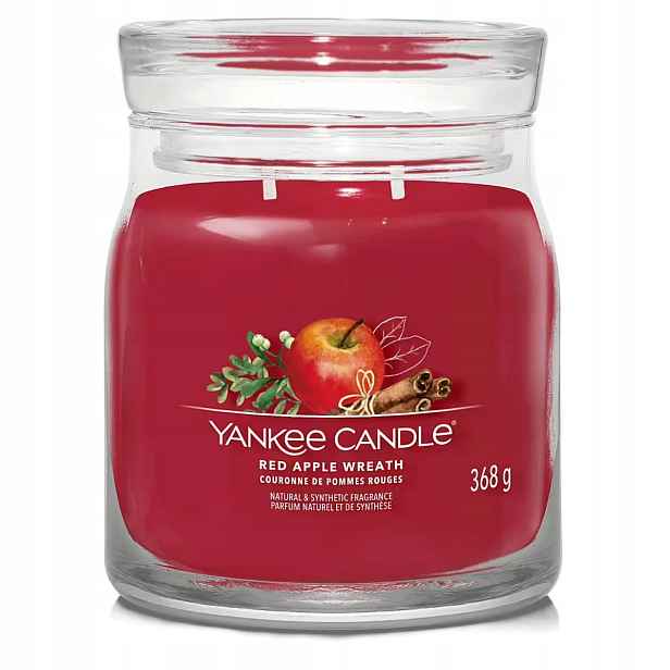 Yankee Candle vonná svíčka Signature ve skle střední Red Apple Wreath 368g