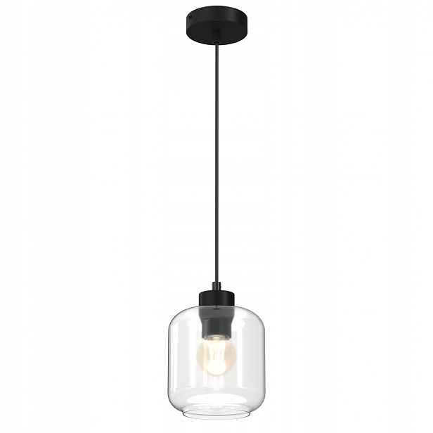 Závěsné svítidlo Sombra Černé Transparentní Skleněné Stínidlo 1xE27 16x90cm Strop