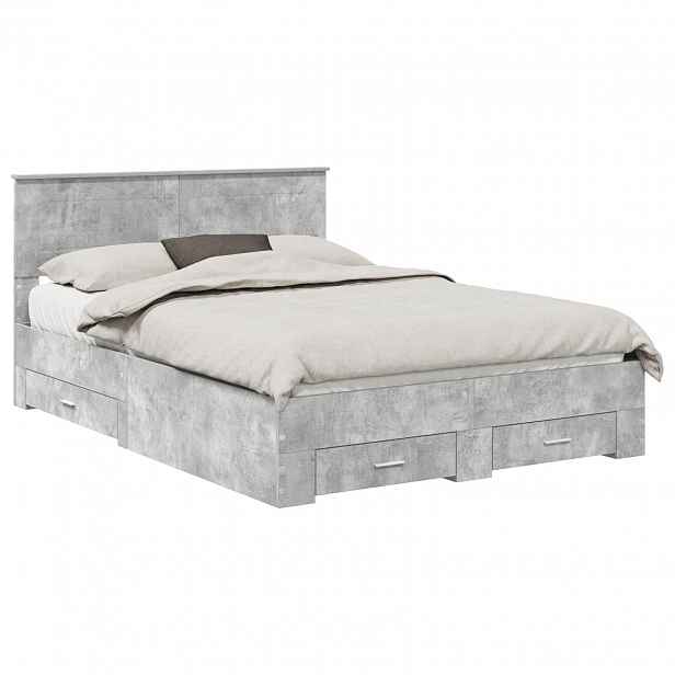 vidaXL Rám postele s čelo Betonově šedá 150 x 200 cm Kompozitní dřevo