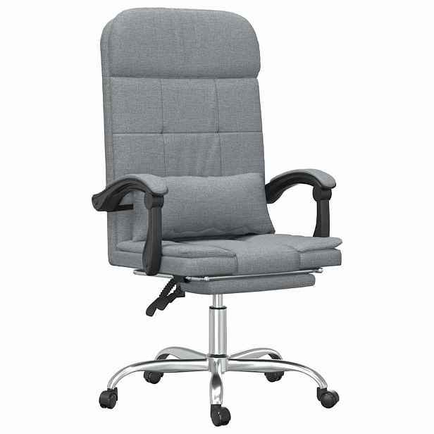 vidaXL Masážní polohovací kancelářské křeslo světle šedé textil