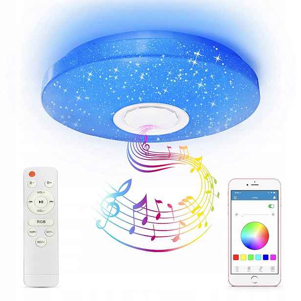 Stropní Svítidlo Rgb S Bluetooth Led Reproduktorem 60 W S Dálkovým Ovládáním, Aplikace App
