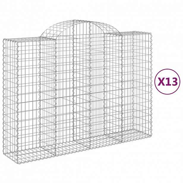 vidaXL Klenuté gabionové koše 13ks 200x50x140/160cm pozinkované železo