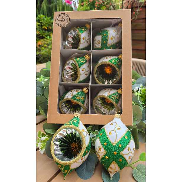 Vánoční Baňky s reflektorem Styl Prl retro Sada 12 cm 6 ks