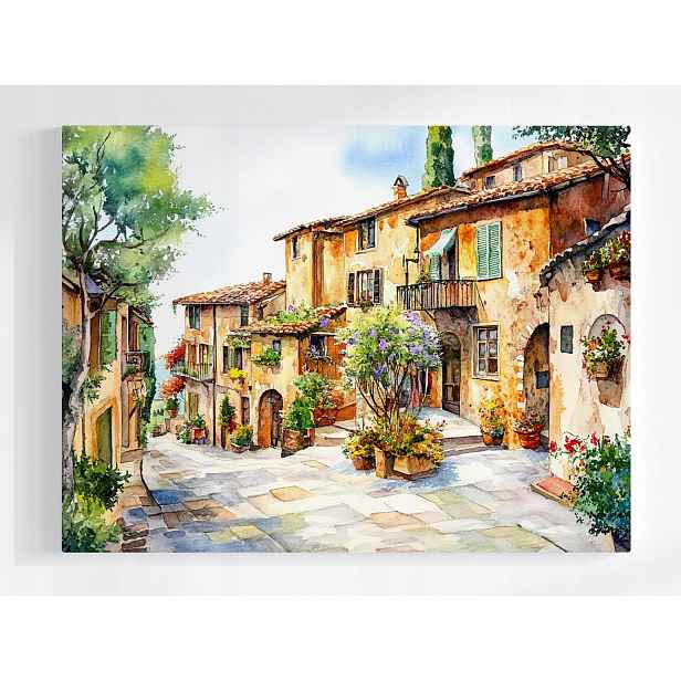 Plakát Toskania Ulička Květiny Itálie Městečko 100x75