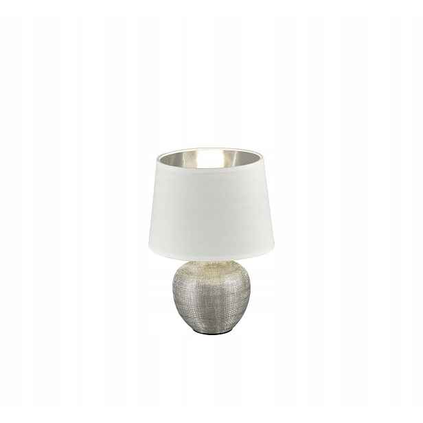 Stolní lampa Luxor stříbrno-bílá, keramika/textil, 40 W, Rl