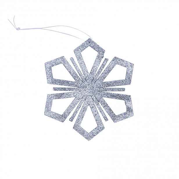 Vánoční ozdoba vločka II, pr. 15 cm, stříbrná, překližka, venkovní