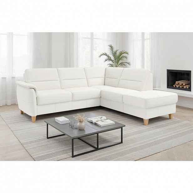 Sit & More ROHOVÁ SEDAČKA, textil, kůže, bílá