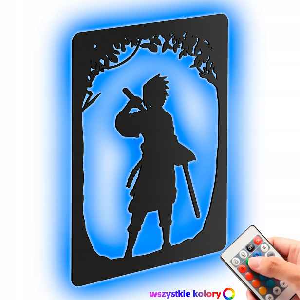 Dřevěný 3D obraz Anime Naruto Sasuke Uchiha Nástěnná Noční Lampa Led