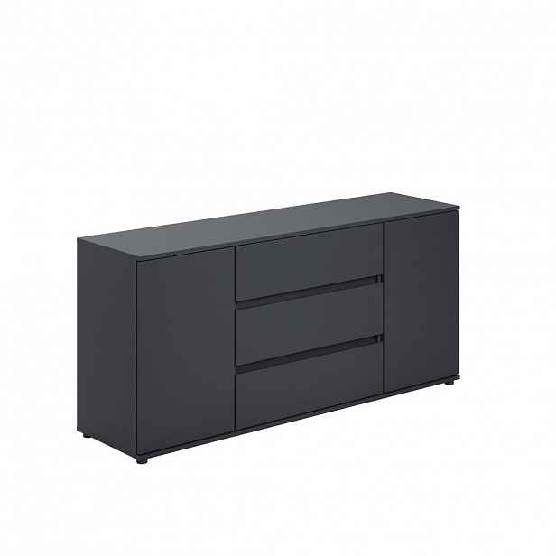 Home Collective KOMODA, šířka 150 cm, se dvěma dvířky a třemi zásuvkami, antracitová