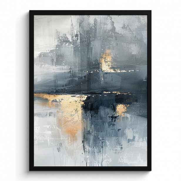 MuchoWow PLAKÁT V RÁMU Umění - šedá - zlatá - abstraktní 60x80 cm