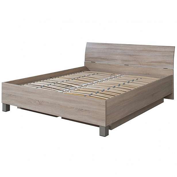 Postel Ela 180x200 cm, dub Sonoma, s rošty a peřiňáky