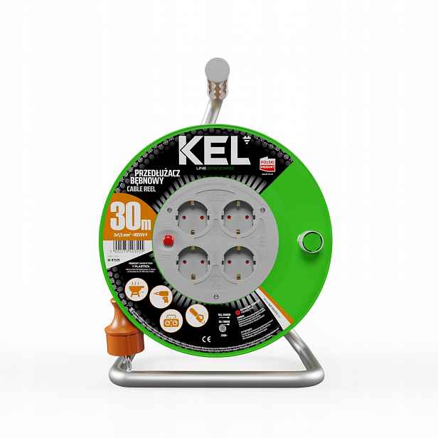 Prodlužovací Kabel bubnový 30 m 4x Zásuvky 230 V Schuko 3680 W