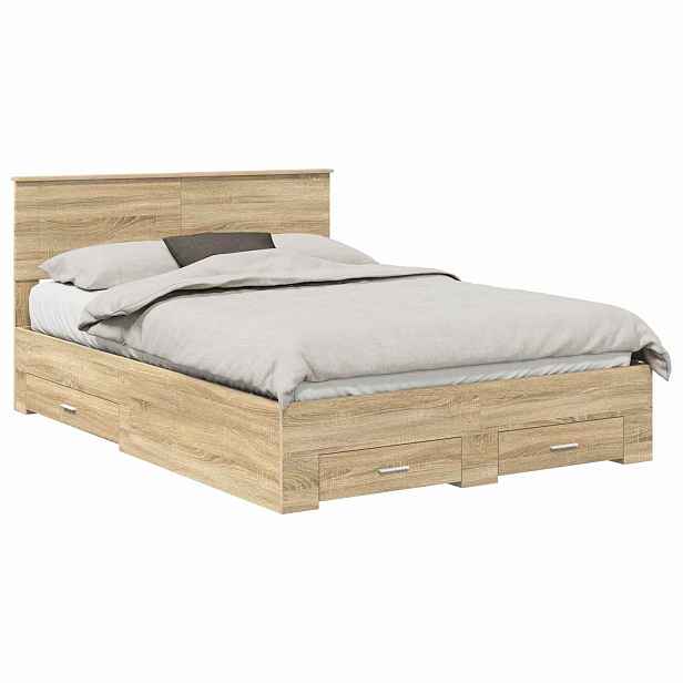 vidaXL Rám postele s čelo Sonoma dub 140 x 190 cm Kompozitní dřevo