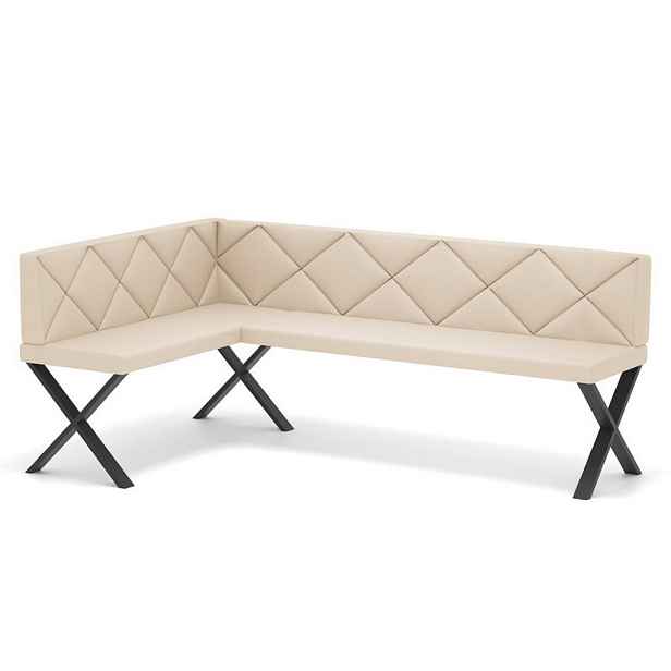 Idohome ROHOVÁ LAVICE VERO X levá ekokůže prošívaná, 128/168 cm, béžová