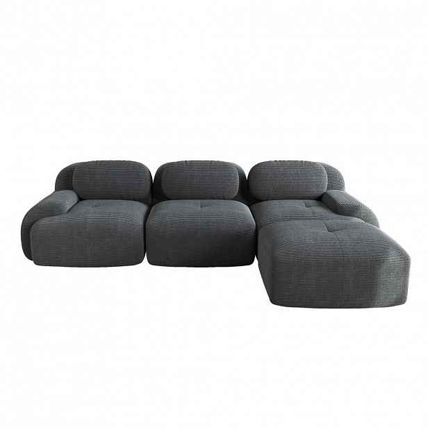 OKWISH MODULÁRNÍ rohová pohovka šedá z manšestru s ergonomickým bezrámovým designem