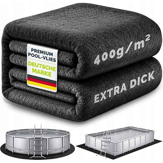 Podložka Pod Bazén 480 × 250 CM |geotextilie 400 G/m² Černá Pro Bazény 450×220