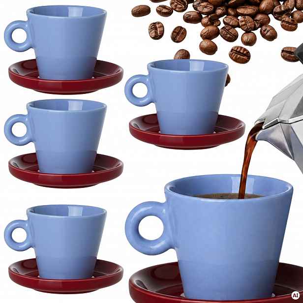 Šálky Na Espresso 100 ml, hrnek S Podšálkem, sada 4 ks šálků
