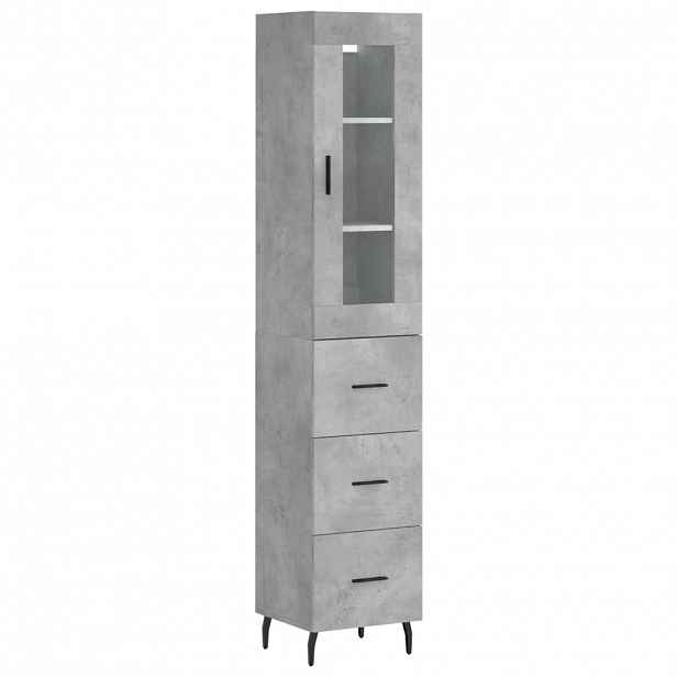 vidaXL Skříň highboard betonově šedá 34,5x34x180 cm kompozitní dřevo