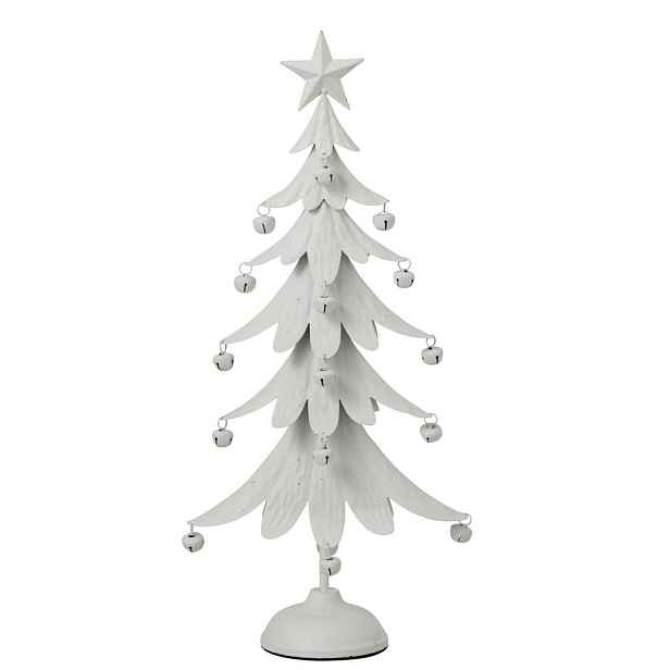 Bílý antik kovový stromek s rolničkami Christmas Tree L – 25*11*56 cm J-Line by Jolipa