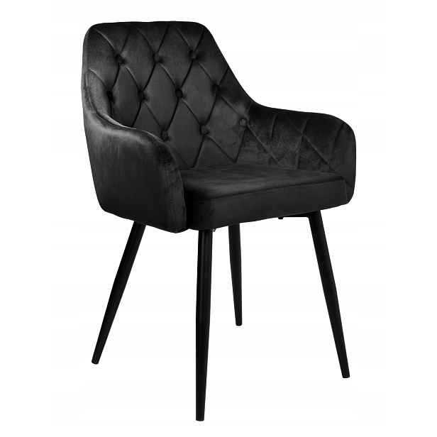 Čalouněná Sametová Židle S Prošíváním, Černá, Loft Velvet Do Obývacího Pokoje, Jídelny