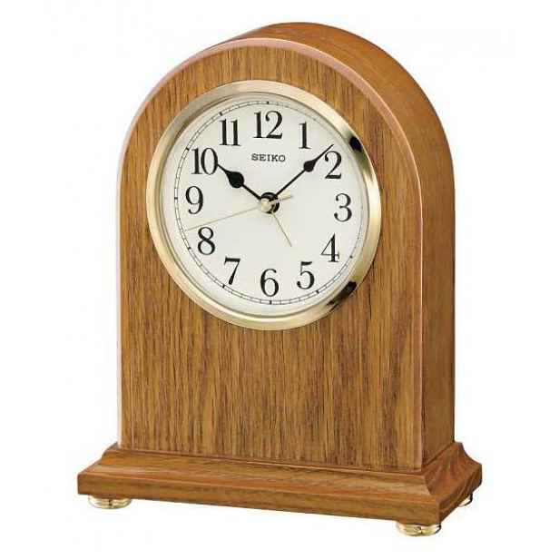Dřevěné Krbové Stojací Hodiny Budík Seiko QXE031B Alarm 14x18 cm