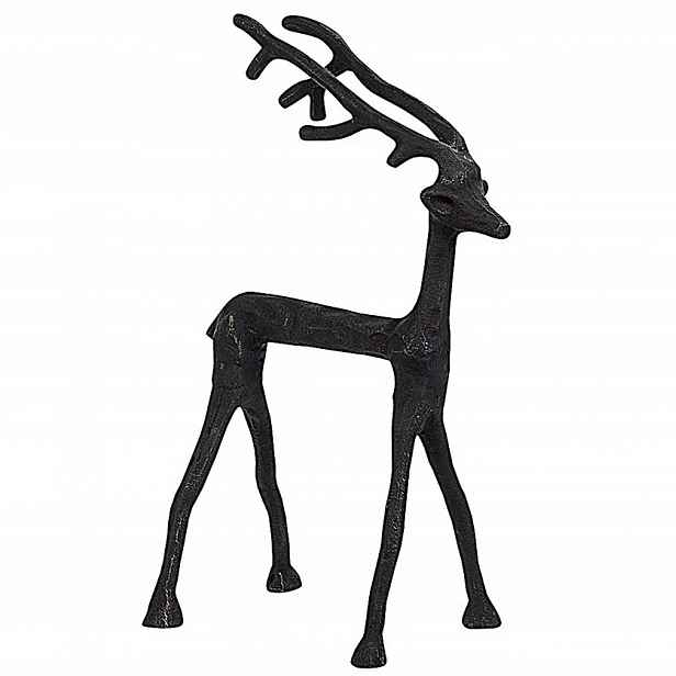 Figurka Sob Jelen 29 Cm dekorativní kovová černá loft ozdoba dárek