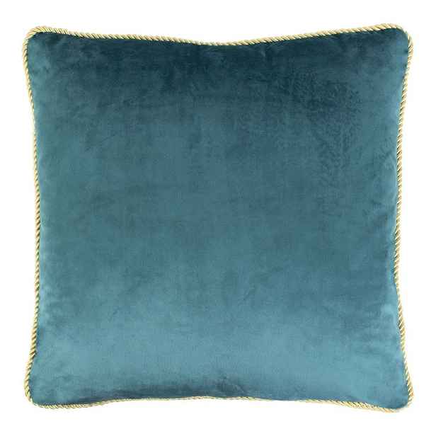 Petrolejový sametový polštář obšitý krouceným zlatým provázkem Velvet - 45*10*45cm Mars & More